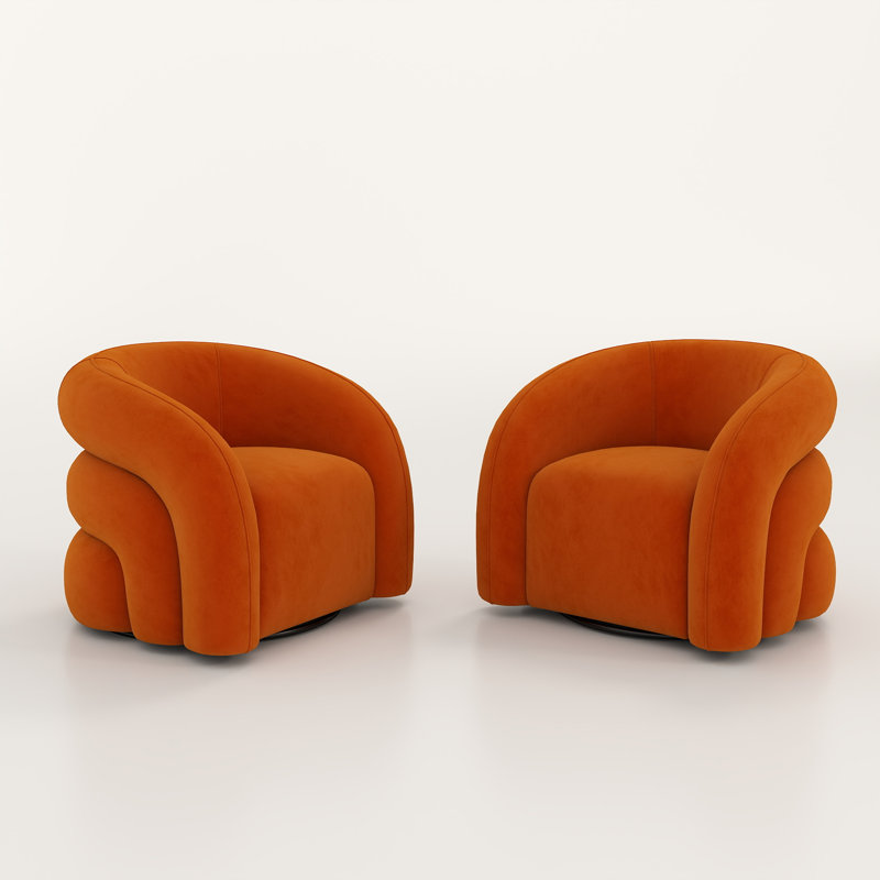 Fauteuil demi-tonneau pivotant de 34,6 po Briggette, Orange