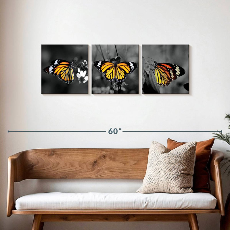 «Monarch Butterflies Pop», reproduction sur toile, H 15 po x l 47 po x P 1,25 po