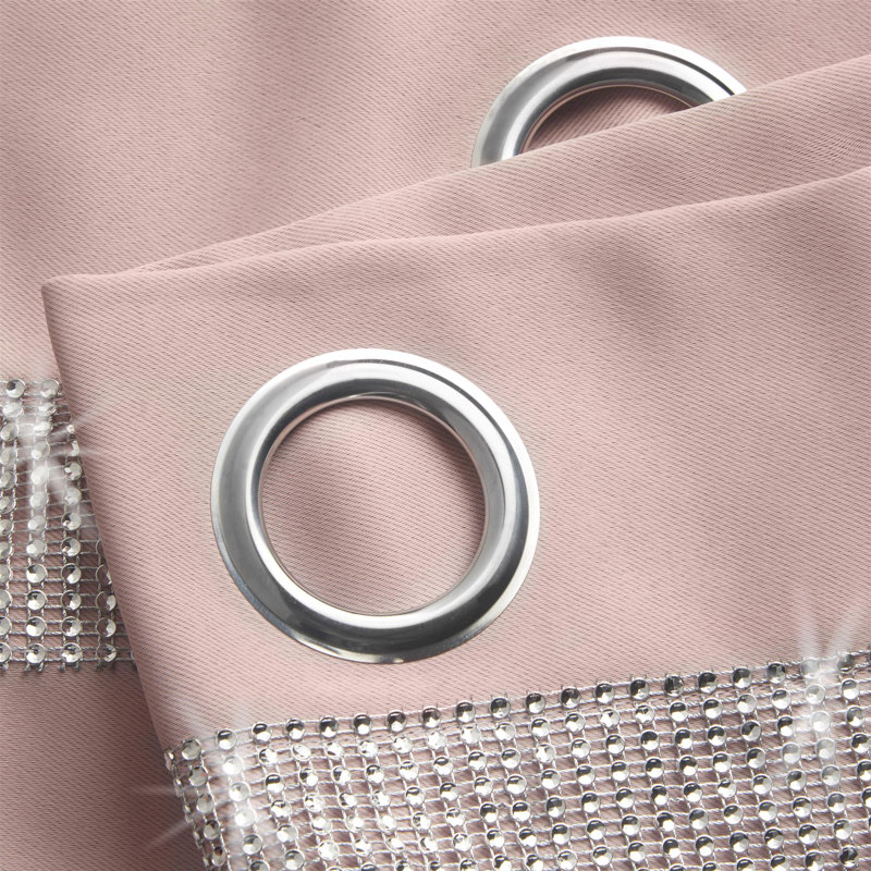 Alyson Palace Eyelet Ring Top Room Darkening Curtains, 229 W X 183 D cm, Blush
