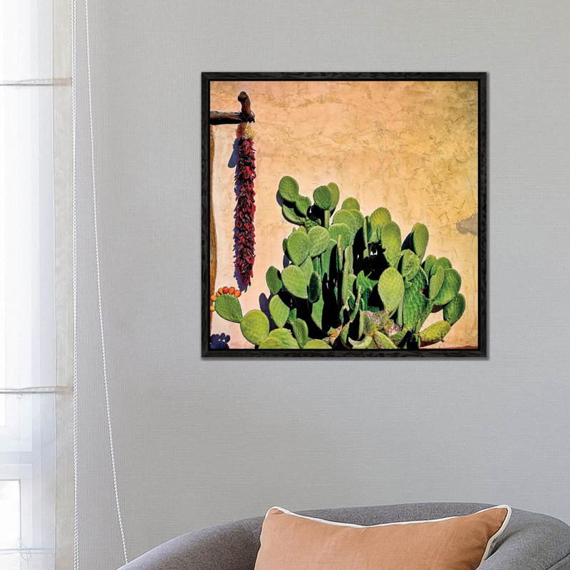 Prickly Pear And Chillis by Mark Paulda - Print on Canvas, Black Floater Framed, 66.04cm H x 66.04cm W x 3.81cm D