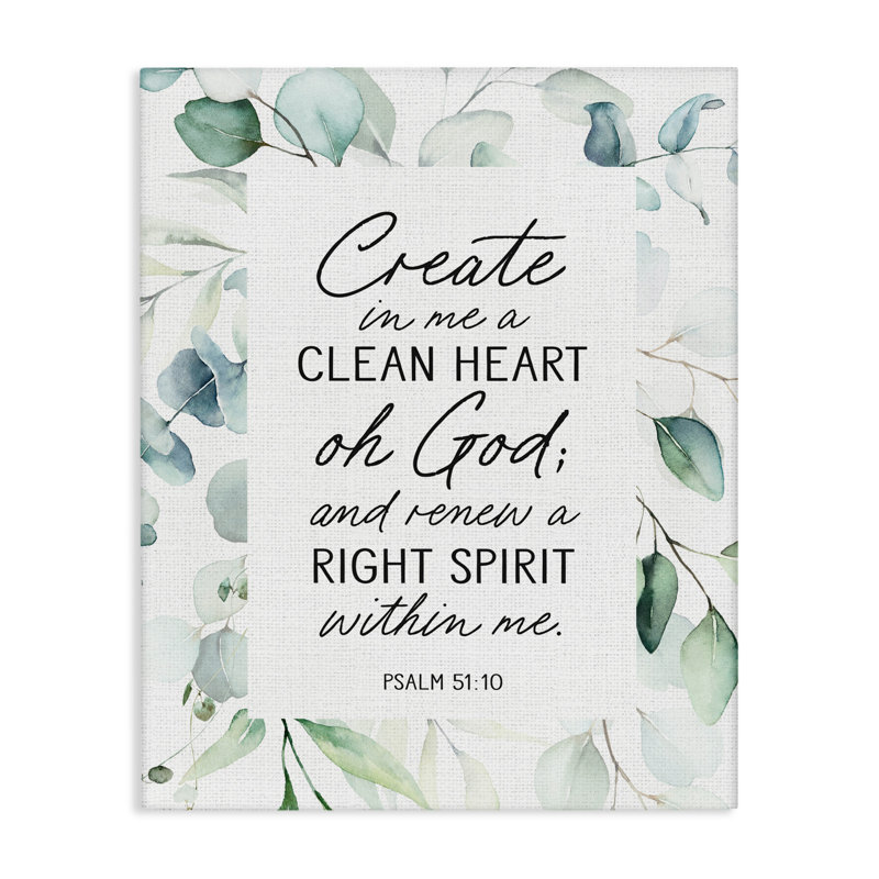 Toile «Clean Heart & Right Spirit», par Lettrage et doublure