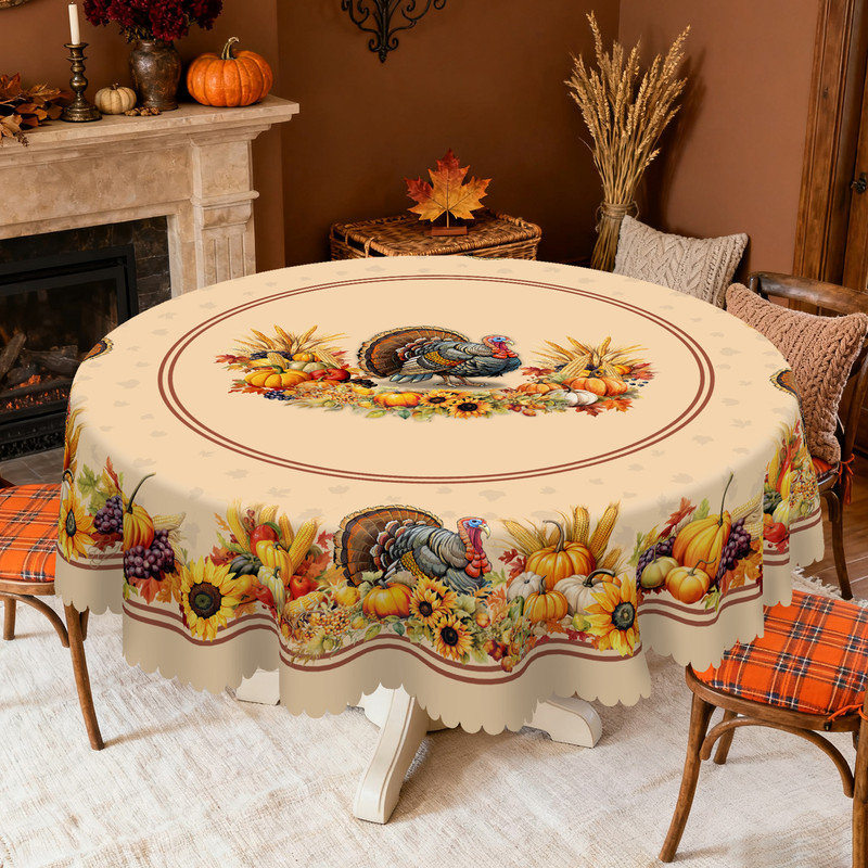 Nappe en polyester lavable à la machine avec un design rustique avec des motifs d'écureuil