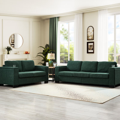 5 - Seat Upholstered In , Solid Wood Frame, Comfortable , Cup Holder And Storage Armrest Living Room , Arm Under Seat, Back Cushion