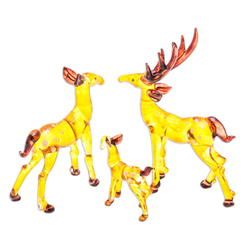Loon Peak® Handmade Deer Lineage Handblown Glass Figurines (Set Of 3)
