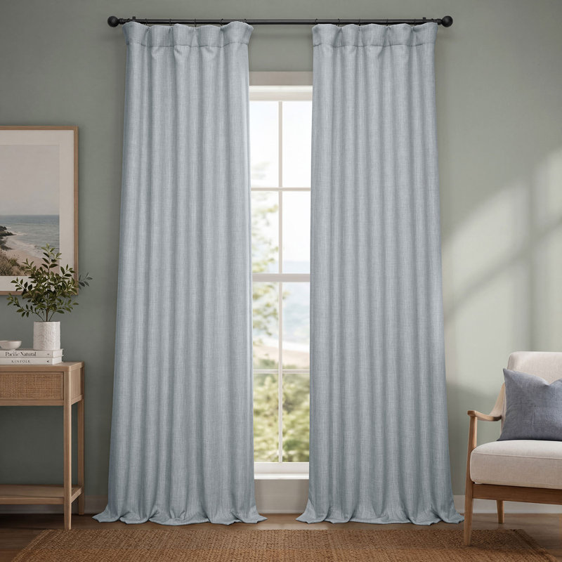Ottis Faux Linen Room Darkening Curtain Panel, Gray, 50" W x 84" L