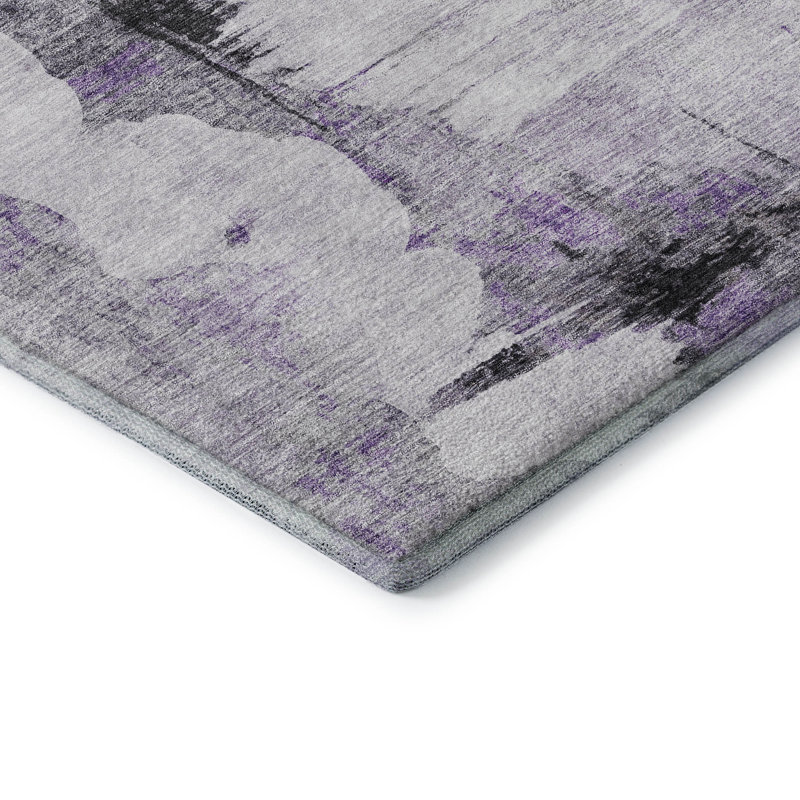 Premium Machine Washable Prisco Purple Rug, Rectangle 2'6" x 3'10"