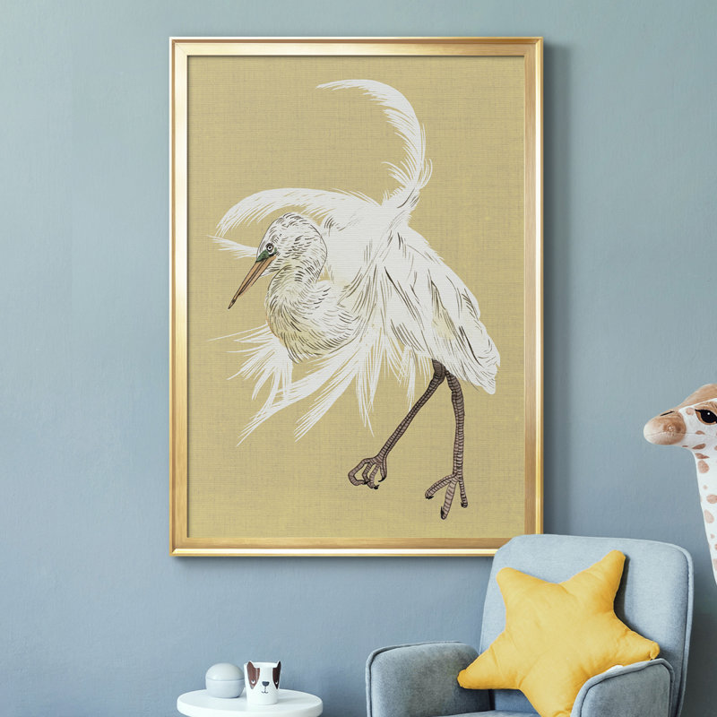 Heron Plumage VI, toile encadrée de qualité supérieure - prête à être accrochée, Or, H 24,5 po x l 18,5 po x P 1 po