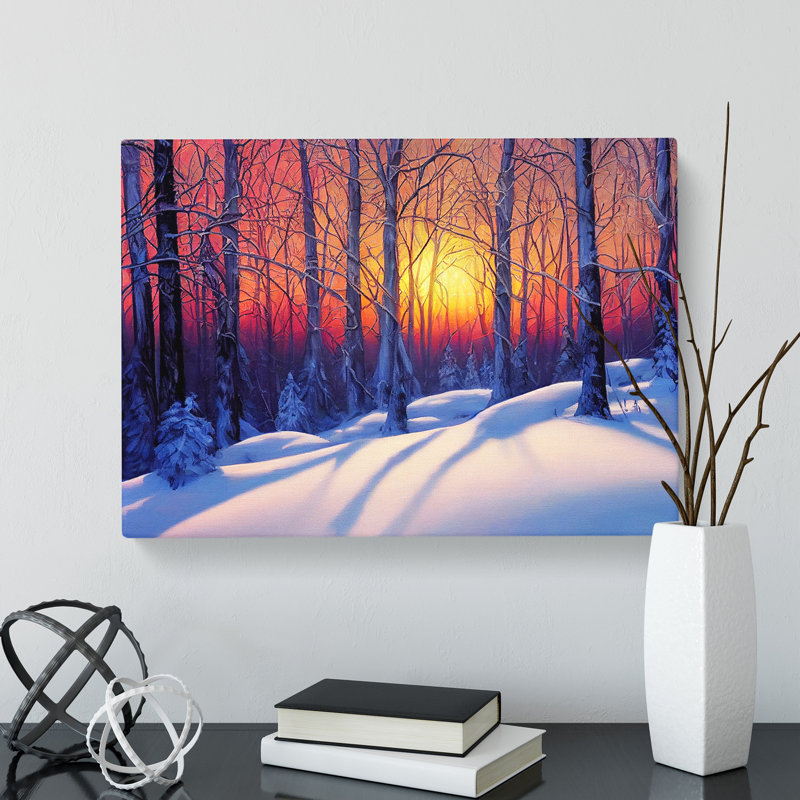 Winter Forest Sunset Vol.1 - Wrapped Canvas, 35cm H x 50cm W x 3cm D