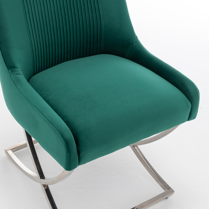 Chaise d'appoint rembourrée en velours Elian, Vert foncé, 6