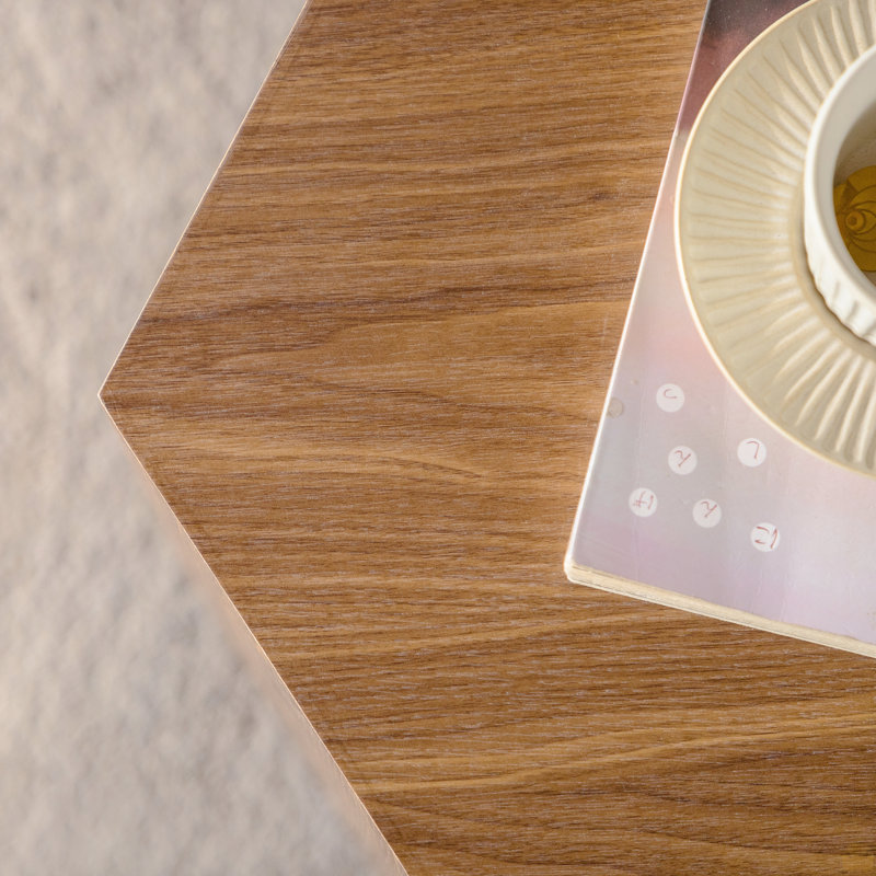 Table d'appoint Nesting Imitation Wood Grain, table d'appoint irrégulière, Brun