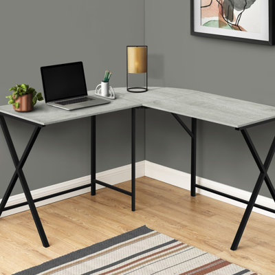 Computer Desk, Home Office, Corner, 55"L, L Shape, Work, Laptop, Laminate, Black Metal, Contemporary, Modern