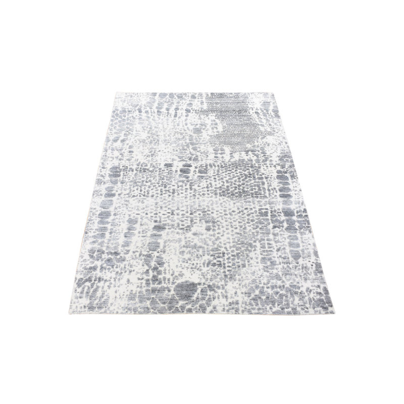 4'x6' Ivory Modern Design Hand Knotted Silk with Textured Wool Rug 11DEAF554EAB4617A6BB77E4BF89A0A1