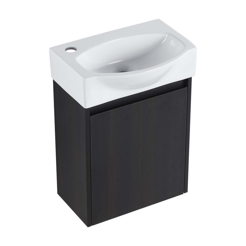 Petit meuble-lavabo moderne avec lavabo H 22,05 po x l 15,94 po x P 11,22 po, Noir