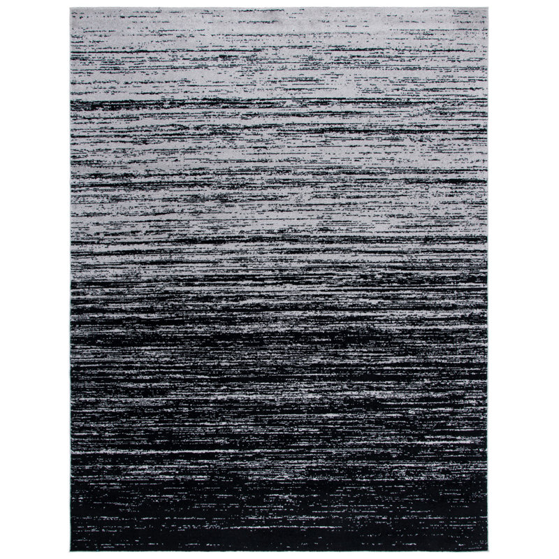Tapis argenté / noir Atziri Costa Mesa, Rectangle 6 pi x 9 pi