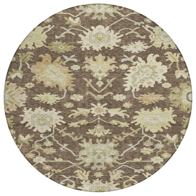 Machine Washable Indoor/Outdoor Cicel ACN1150 Chocolate, Round 8'