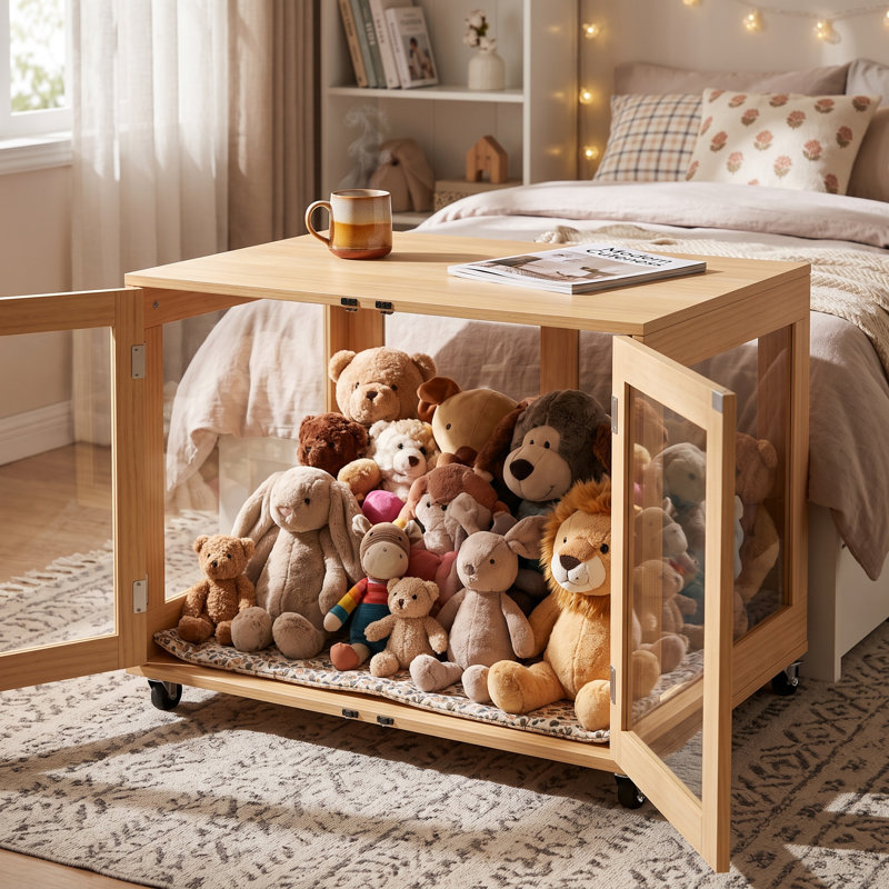 Table de chevet en verre naturel avec roulettes verrouillables l 31,5 po x H 23,6 po