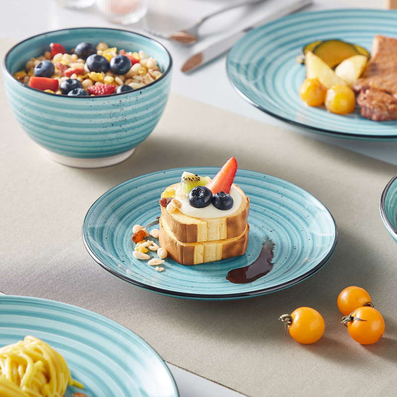 Piece Handmade Stoneware Dinnerware Set - Service for 6, Blue