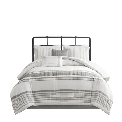 Oversized Cotton Duvet Cover King - White/Grey, 6 Piece Bedspread Cabin Chic