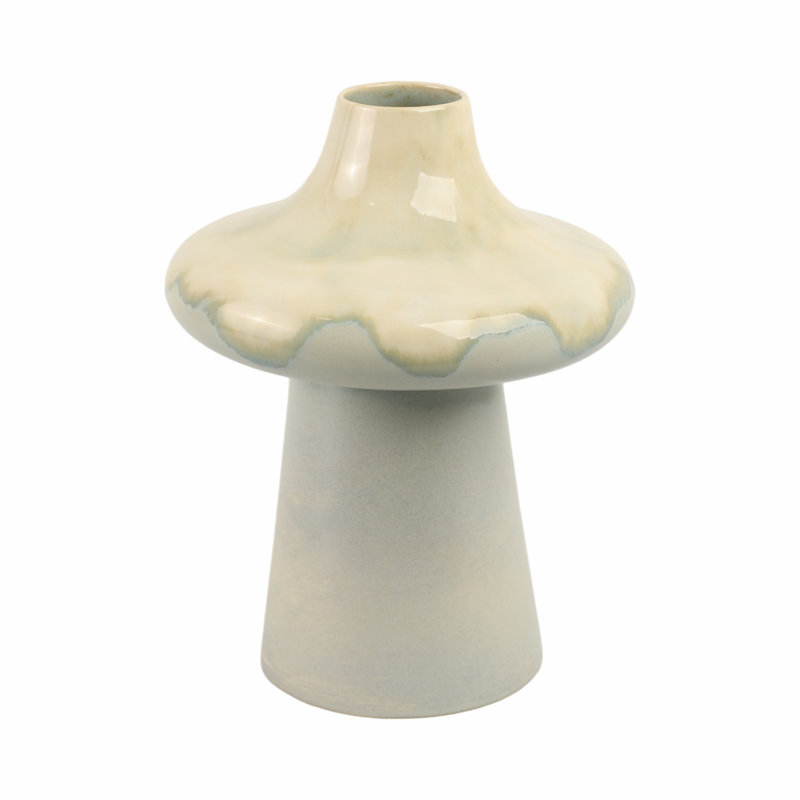 Handcrafted Pottery Earthenware Vase with Sculptural Design, 12" H x 9" W x 9" D
