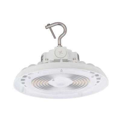UFO LED Round High Bay Light - 100–150W - 16,000–24,000 Lumens - 3CCT Selectable - 120–277V - Dimmable - White Finish – Warehouse and Commercial Lighting