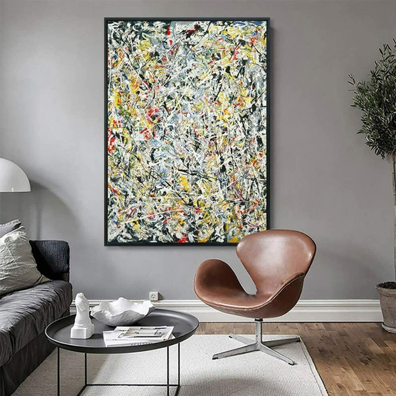 "White Light" par Jackson-Pollock, 28"x40", Cadre noir