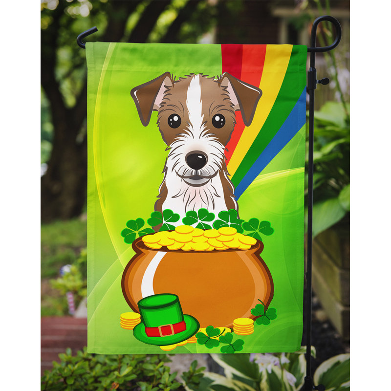 Drapeau de jardin Arella St. Patrick's, Terrier Jack Russell (brun clair et blanc)