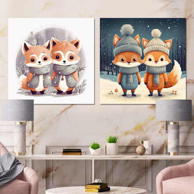«Nursery Animal Fox I», ensemble de 2 reproductions sur toile