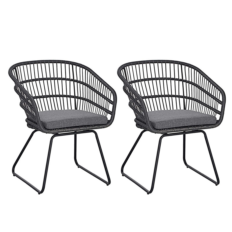 Ensemble de chaises d'extérieur polyvalentes au design gracieux et aux coussins confortables, Gris, Gris