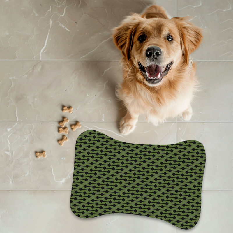 Olive Coal - 1 Piece Bone Shape Feeding Mat