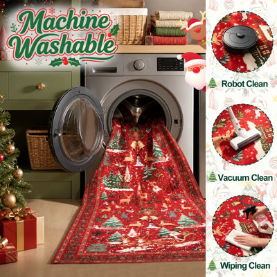 Tapis rouge Winter Wonderland pour couloir, entrée et cuisine