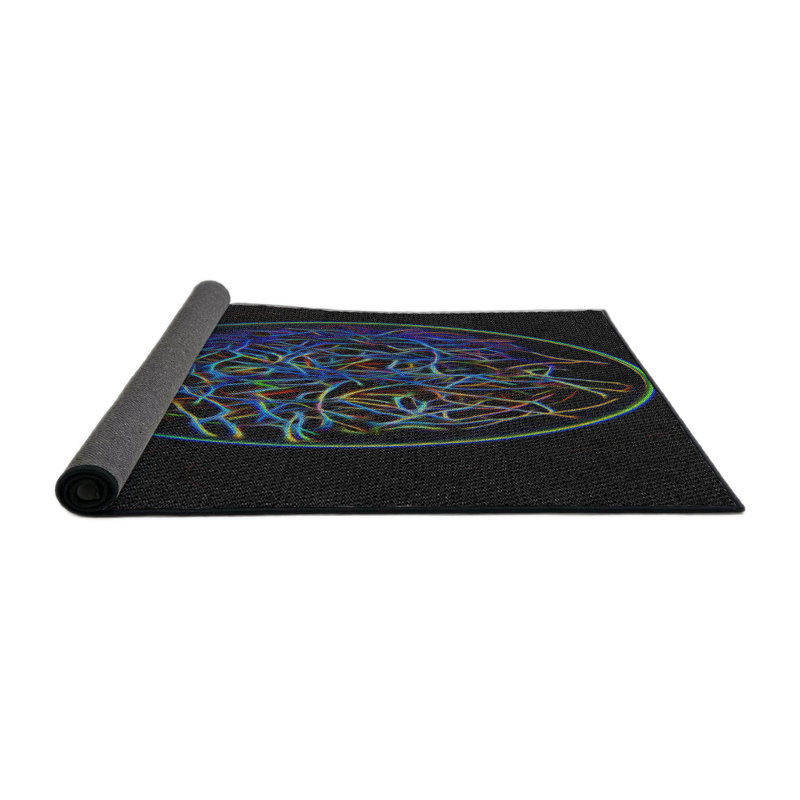Tapis bleu/vert/noir à tisser électrique, Rond 4 pi