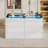 White 8 Drawer Dresser with LED Lights, Glass Top Bedroom Storage Dresser-550651216