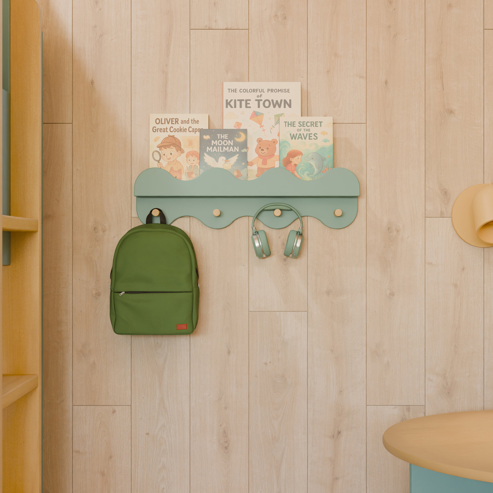 LIDO WAVE 22" Floating Shelf, Light Sage/Honey