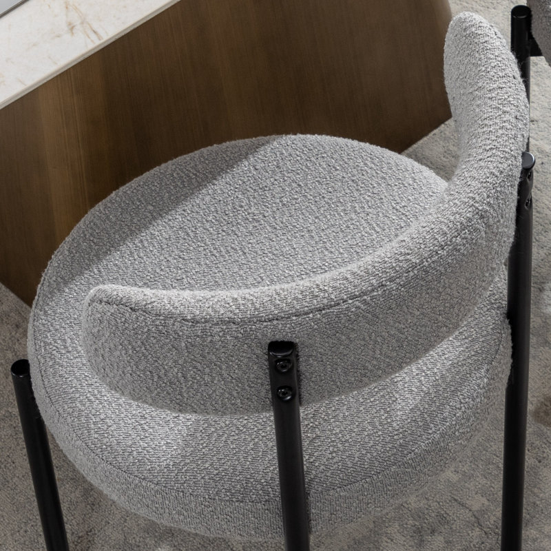Chaise de salle à manger rembourrée Modern, Gris, 2, Noir, noir, noir, noir