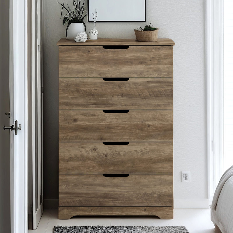 Commode 5 tiroirs l 31,5 po Aroob, Taupe chaleureux