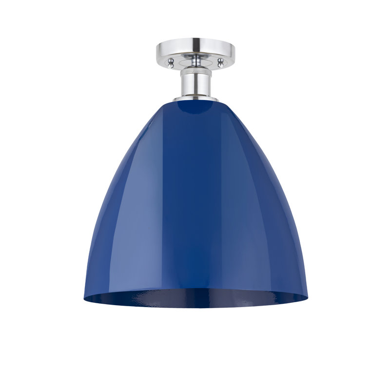 Amylee Semi Flush Mount, Blue, Polished Chrome, 13.13" H x 12" W x 12" D
