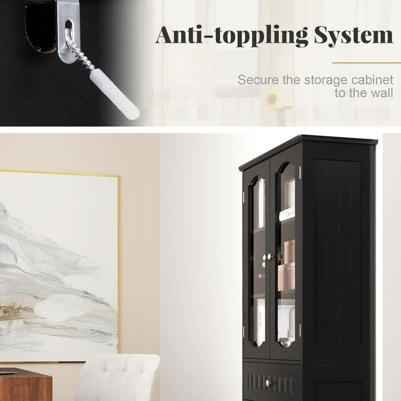 Freestanding Bathroom Cabinet, Black