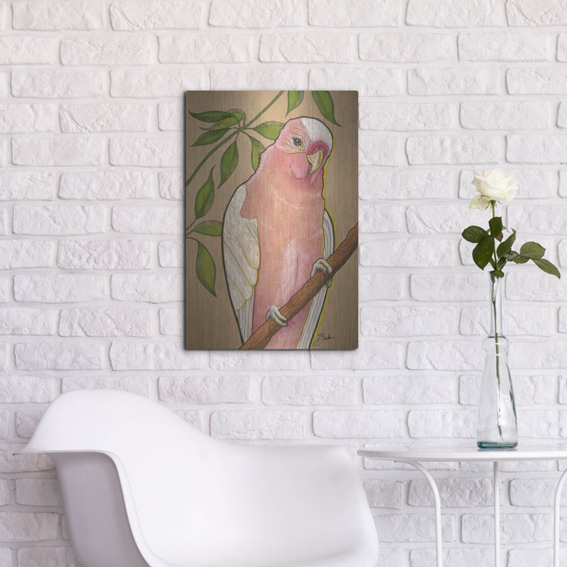  «Pink Parrot» par Bebe Keith, art mural en métal, 16 po x 24 po