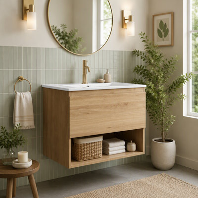 Meuble-lavabo mural sans lavabo, emballage KD de 24 po, salle de bain moderne