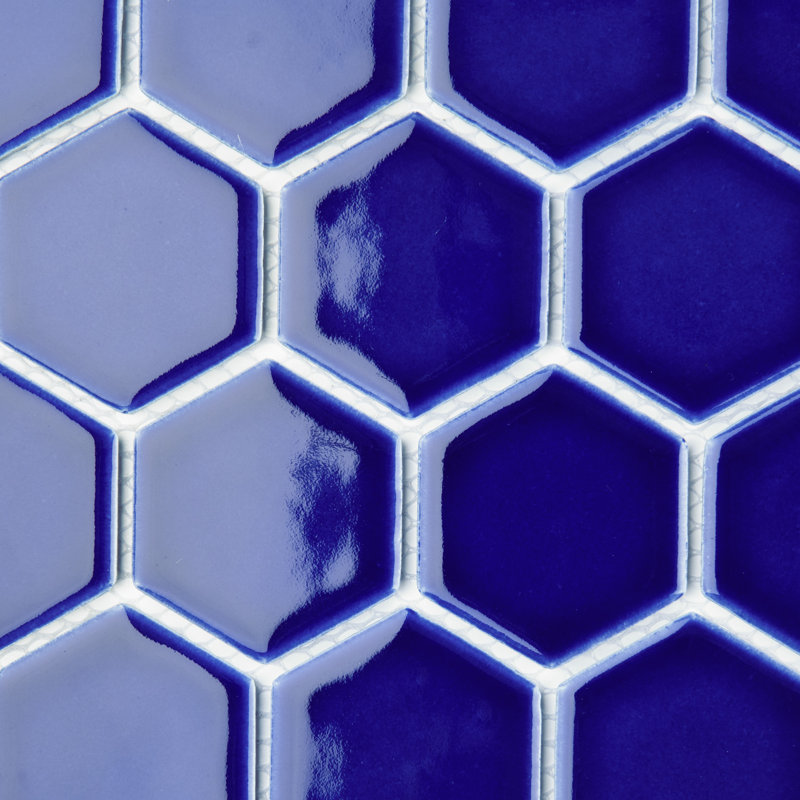 Metro Ion 2" Hex Sapphire 11-1/8" x 12-5/8" Porcelain Mosaic Wall Tile