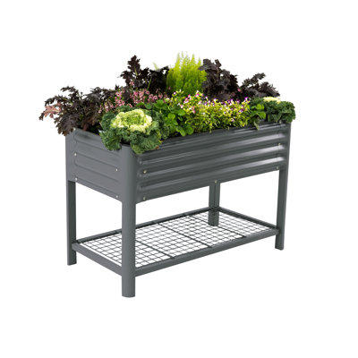 32" Tall 48" Long Metal Outdoor Elevated Planter