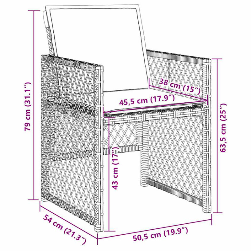 Emiya 8 - Person Patio Dining Set with Rectangular Table, Grey Cushion/Taupe Frame