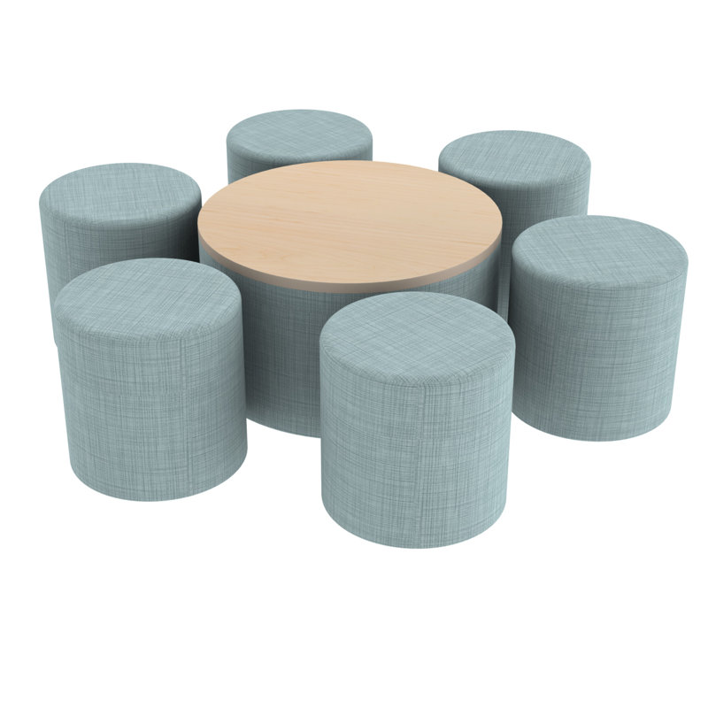 Ensemble de repose-pieds rond 30 po avec siège H 18 po Pro Series Pro-Erase, Bleu ciel / érable