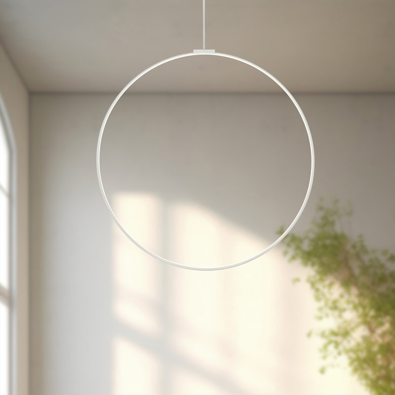 Cirque 1 - Light LED Unique/Statement Pendant, White, 95.63" H x 48" W x 0.75" D