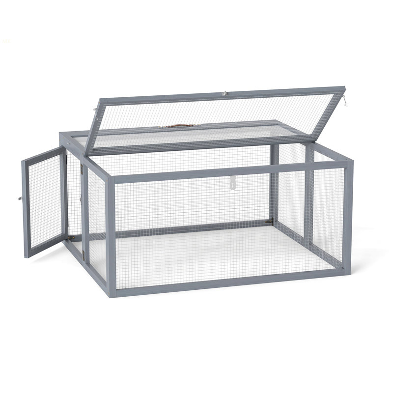 Cage à lapin pliante avec portes verrouillables et piquets de sol