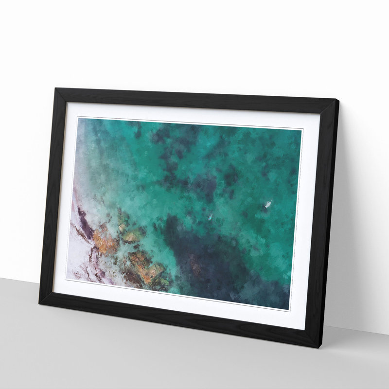 Boats In Rue De La Saline Guernsey Painting - Single Picture Frame Print on MDF, Black, 62cm H x 87cm W x 2cm D