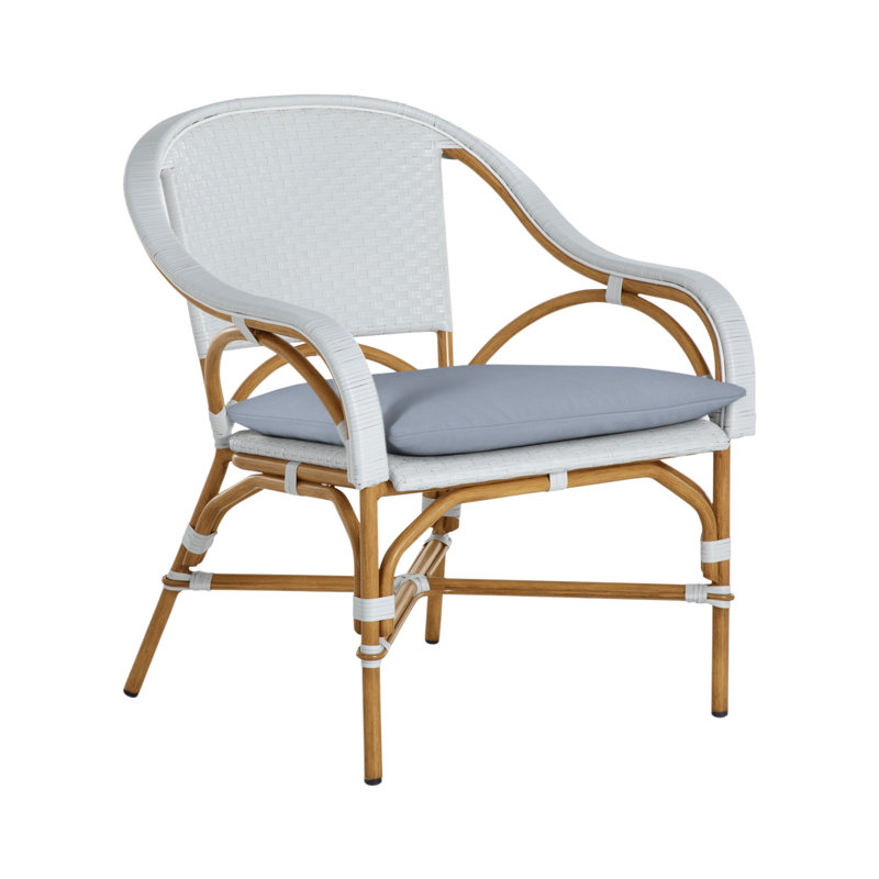 Savoy Patio Chair with Cushions, No Welt, Rollo Chambray, Chalk/White/Navy