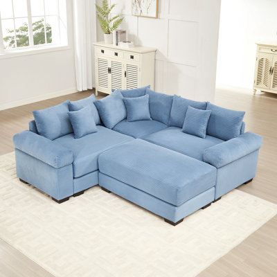 Oversized Cloud Modular Sectional Couch, Convertible Sectional Couches , Extra-Thick Armrests With An Ottoman,Soft Corduroy Fabric, Ergonomic Design, Easy Assembly,For Living Rooms Reading Rooms
