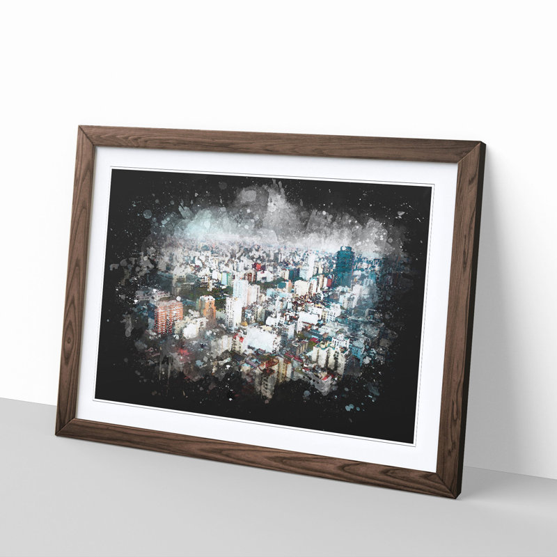 Buenos Aires Skyline in Argentina - Picture Frame Graphic Art Print, 33cm H x 45cm W x 2cm D, Walnut Framed