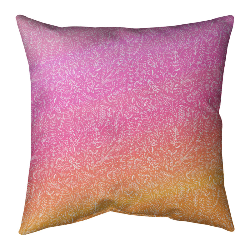 Coton Katelyn Elizabeth Ditsy, Bourre en polyester, H 16 po x l 16 po, Rose / Orange